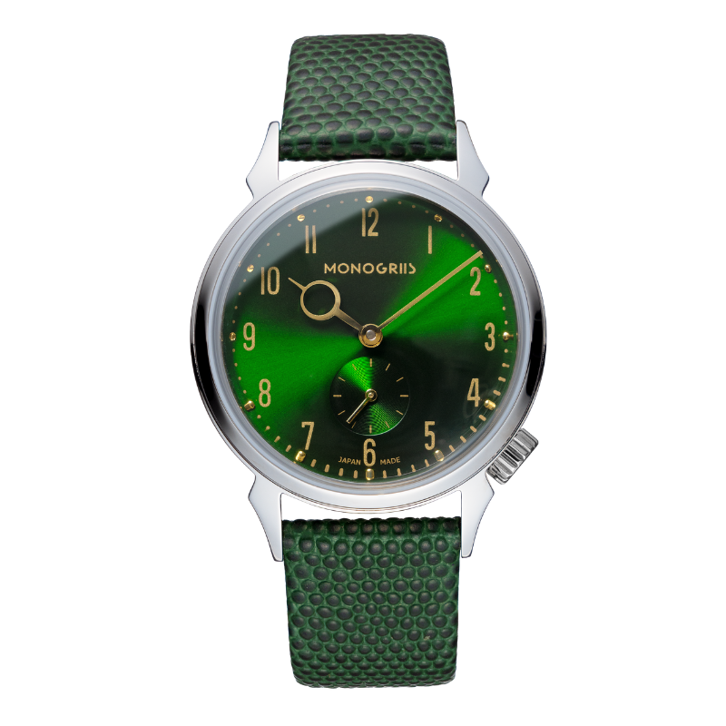 RESTA R50M-001 MIDORI - 翠 - 自動巻きスモールセコンド – 36mm サンレイグリーン文字盤 ゴールド針 ボックス型サファイアクリスタル